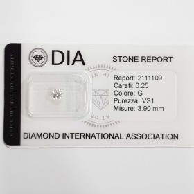 0.25 G VS1 Diamante Certificato DIA in Blister