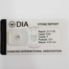 0.35 F VS1 Diamante Certificato DIA in Blister
