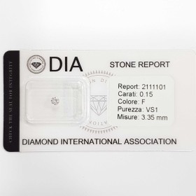0.15 F VS1 Diamante Certificato DIA in Blister