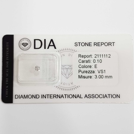 0.10 E VS1 DIA certified diamond in Blister-REP2111112