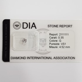 0.35 G VS1 Diamante Certificato DIA in Blister
