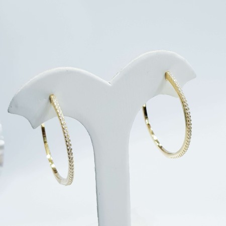 Hoop earrings in 925 sterling silver rhodium plated yellow gold - (Diam.3.5 cm)