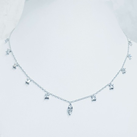 Necklace with pendants in 925 sterling silver rhodium plated White Gold