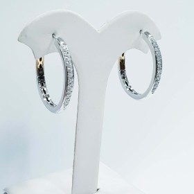 ORECCHINI CERCHIO in ORO 18kt e Diamanti Naturali (Diam.3cm)