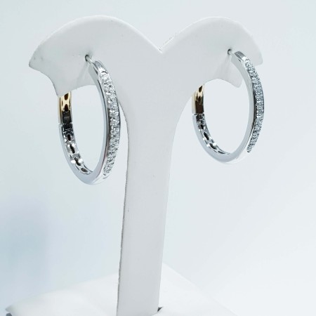 ORECCHINI CERCHIO in ORO 18kt e Diamanti Naturali (Diam.3cm)