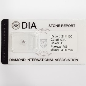 0.10 F VS1 Diamante Certificato DIA in Blister