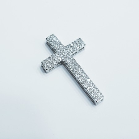 Cross pendant in silver 925 Rhodium gold ver. Large