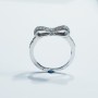 Bague Noeud en Argent 925 Rhodié avec Zircons (Taille Ajustable)