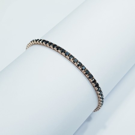 Bracelet TENNIS en or rose 18 ct et Diamants noirs 5,0 ct