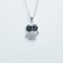 PENDENTIF HIBOU PLAQUÉ ARGENT RHODIÉ OR BLANC HAUTE MANUFACTURE