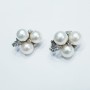 BOUCLES D'OREILLES EN OR 18K avec PERLES D'AKOYA et DIAMANTS