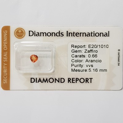 Sapphire heart Orange 0.66 ct certified in Blister - TOP QUALITY!