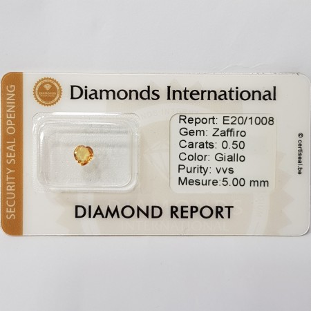 Zaffiro Cuore Giallo 0.50 ct Certificato in Blister