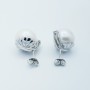 AUSTRALIAN PEARL EARRINGS 14 mm in 18 kt WHITE GOLD with Diamonds 0.15 Total