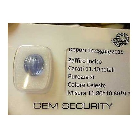 ZAFFIRO BLU TAGLIO CABOCHON INCISO 11.40 CARATI - Lotto 10.00 15.00 12.00