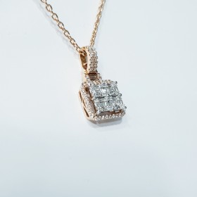 Ciondolo e collana in Oro Rosa 18 kt con Diamanti Certificati