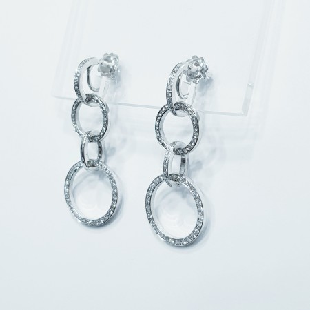Earrings Circles in White Gold with Diamonds Certified 0.72 ct Total