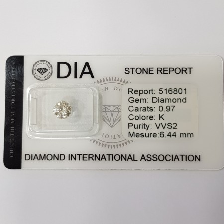DIAMÈTRE certifié Diamant VVS2 0,97 K sous Blister-REP516801