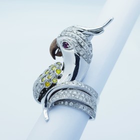 18kt gold ring with Certified Diamonds - Model (Parrot)