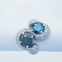 Anello in Oro Bianco 18kt con Diamanti Certificati - Modello (Tandem)