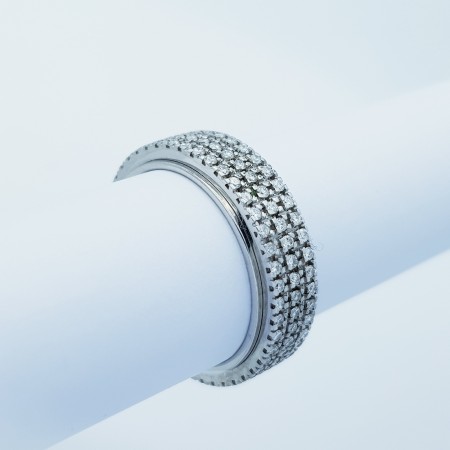 Anello in Oro Bianco 18kt con Diamanti Certificati - Modello (Ruota)