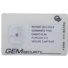DIAMANTE OVALE ROSA 0,34 ct SI2 in BLISTER CERTIFICATO - LOTTO 0.30