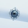 18kt white gold ring with Tahitian pearl and natural diamonds