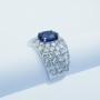 bague en Or 18 carats avec Saphir et Diamants Certifiés-Modèle (Bleu)
