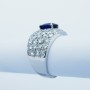 bague en Or 18 carats avec Saphir et Diamants Certifiés-Modèle (Bleu)