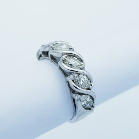 Anello Veretta in Oro 18kt con Diamanti Certificati - Modello (Baita)