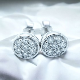 Boucles d'oreilles en Or Blanc 18 carats avec Diamants Certifiés-Modèle (Ufo)