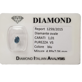 Chine Diamant ovale bleu en blister certifié 1.01 ct VS1 Fabricants