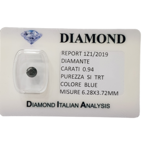 DIAMANTE ROUND BLU INTENSO 0.94 ct SI - LOTTO 1.00