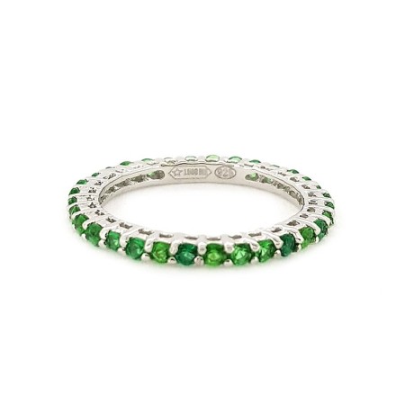 Eternity ring in silver with emeralds