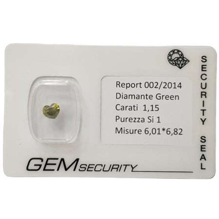 Chine CERTIFICAT DE BOURSOUFLURE DE DIAMANT DE COEUR VERT 1.15 ct SI1 Fabricants