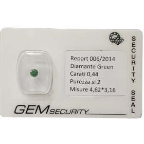 DIAMANTE ROUND VERDE 0.44 ct SI2 in BLISTER CERTIFICATO