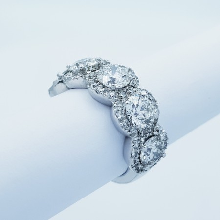 Bague Veretta en Or 18kt avec Diamants Certifiés 3.48 ct Total-Modèle (Lunar)