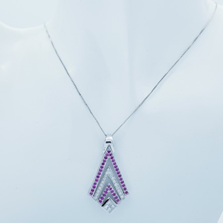 Pendant 18kt white gold with DIAMONDS and RUBIES 1.27 ct Total-Model (CARD)