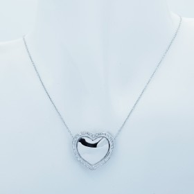 Collana Ciondolo in Oro Bianco 18 kt con Diamanti Certificati - Modello (Cuore)