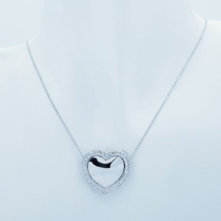 Collier Pendentif en Or Blanc 18 Carats avec Diamants Certifiés-Modèle (Cœur)