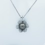 Pendant in 18 kt White Gold with Pearl and Certified Diamonds - Model (Flower)