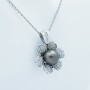 Pendentif en Or Blanc 18 carats avec Perle et Diamants Certifiés-Modèle (Fleur)