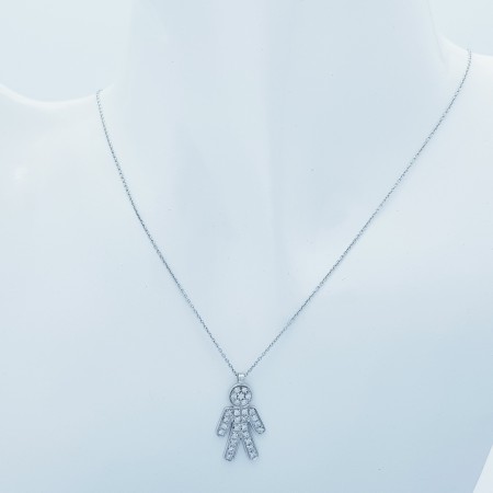 Collana Ciondolo in Oro Bianco 18 kt con Diamanti Certificati - Modello (Uomo)