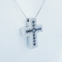 CROSS PENDANT IN 18 KT WHITE GOLD with CERTIFIED DIAMONDS-Model (Mip)