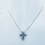 DAMIANI CROSS PENDANT IN 18 KT WHITE GOLD with DIAMONDS and SAPPHIRES