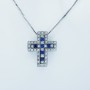 CIONDOLO CROCE DAMIANI IN ORO BIANCO 18 KT con DIAMANTI e ZAFFIRI