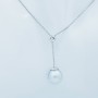 Collana Ciondolo Perla e Diamante in Oro Bianco 18 kt - Lunghezza 50cm