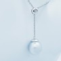 Collier Pendentif Perle et Diamant en Or Blanc 18 carats-Longueur 50cm