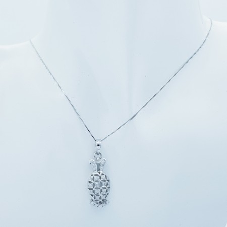 Collana Ciondolo in Oro Bianco 18kt e Diamanti Certificati - Modello (Ananas)