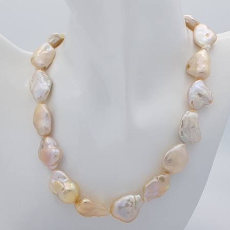 FIL DE PERLES BIWA AU JAPON SCARAMAZZE ROSE SAUMON 15-18 MM GÉANTS CARATS HORS 60%